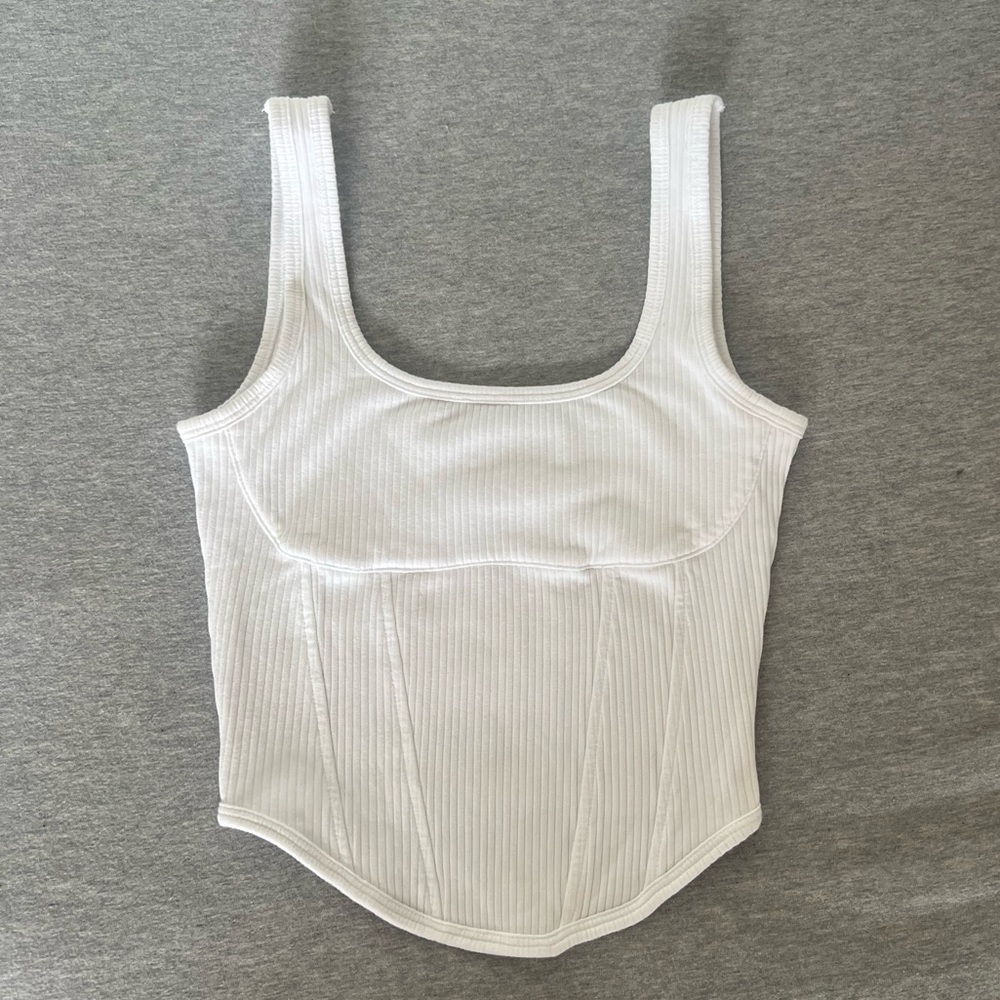White Victoria Secret Pink Corset Cropped Tank Top